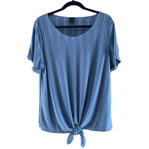 W5 Blue Swiss Dot Tie Knot Front Top Plus Size 3X